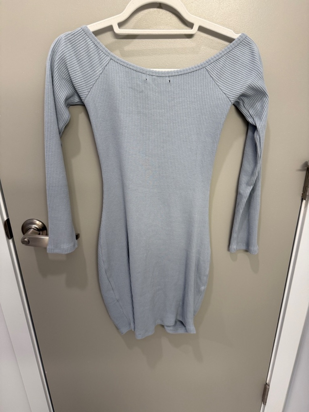 Lulu's Powder Blue Ribbed Button-Front Ruched Mini Dress - Picture 2 of 2